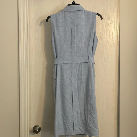 Calvin Klein | Light Blue Belted Midi Dress | Size 6 - Picture 6 of 6